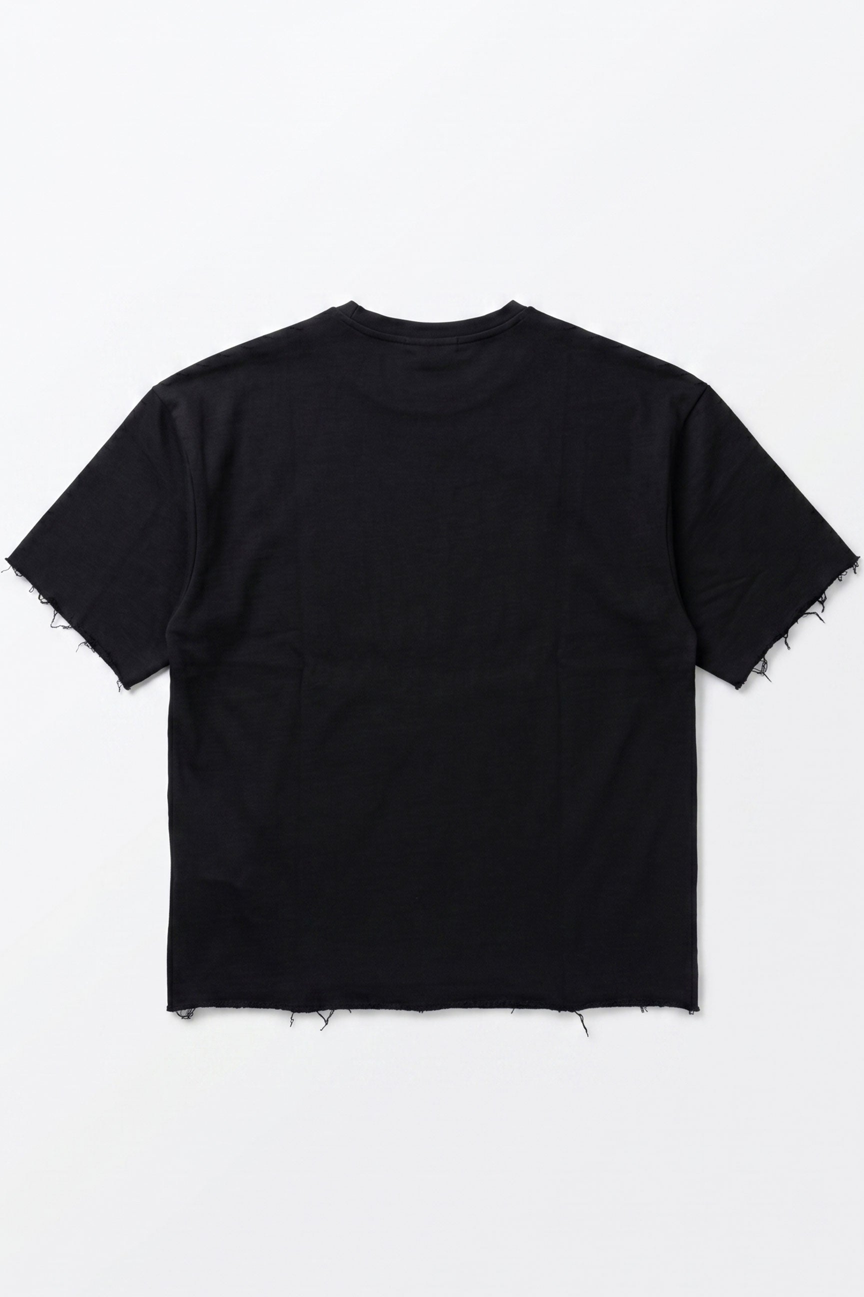 Men’s Dark Navy Relaxed Fit Raw Edge T-Shirt Cotton Blend Crew Neck Top