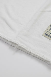 Men’s White Relaxed Fit Raw Edge T-Shirt Cotton Blend Crew Neck Top