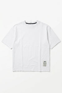 Men’s White Relaxed Fit Raw Edge T-Shirt Cotton Blend Crew Neck Top