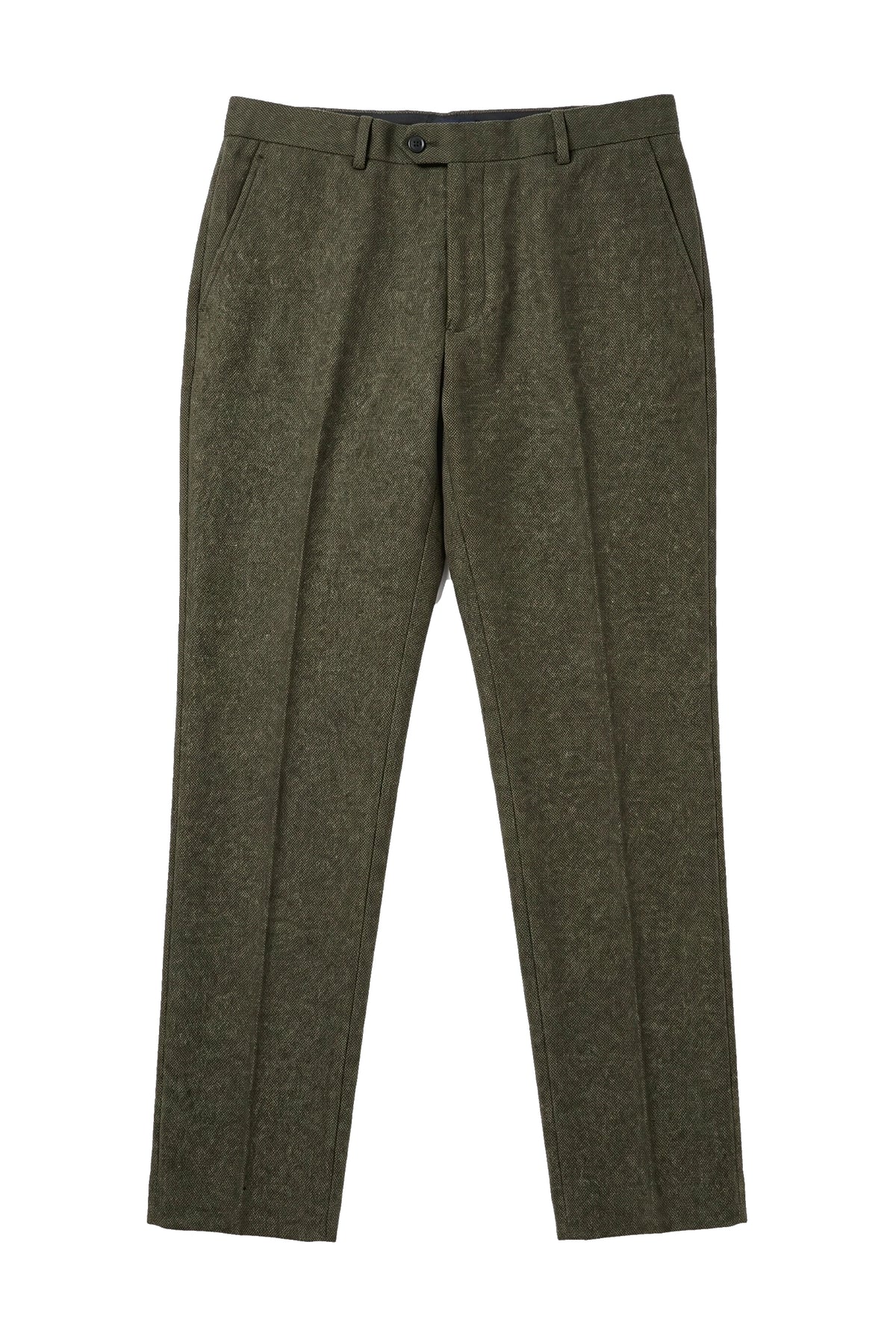 Oscar - Men's Olive Green Wool Blend Tweed Trousers