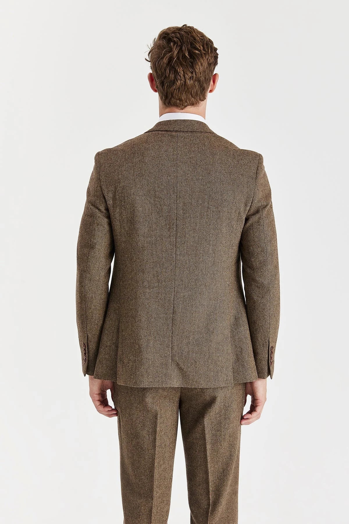 Oscar - Men's 3 Piece Brown Wool Blend Tweed Suit