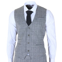 Men's Grey Classic Check Slim Fit 3 Piece Suit