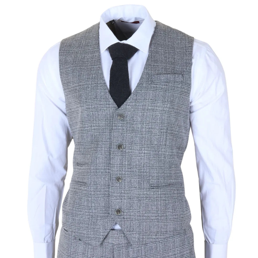 Men's Grey Classic Check Slim Fit 3 Piece Suit