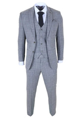 Men's Grey Classic Check Slim Fit 3 Piece Suit