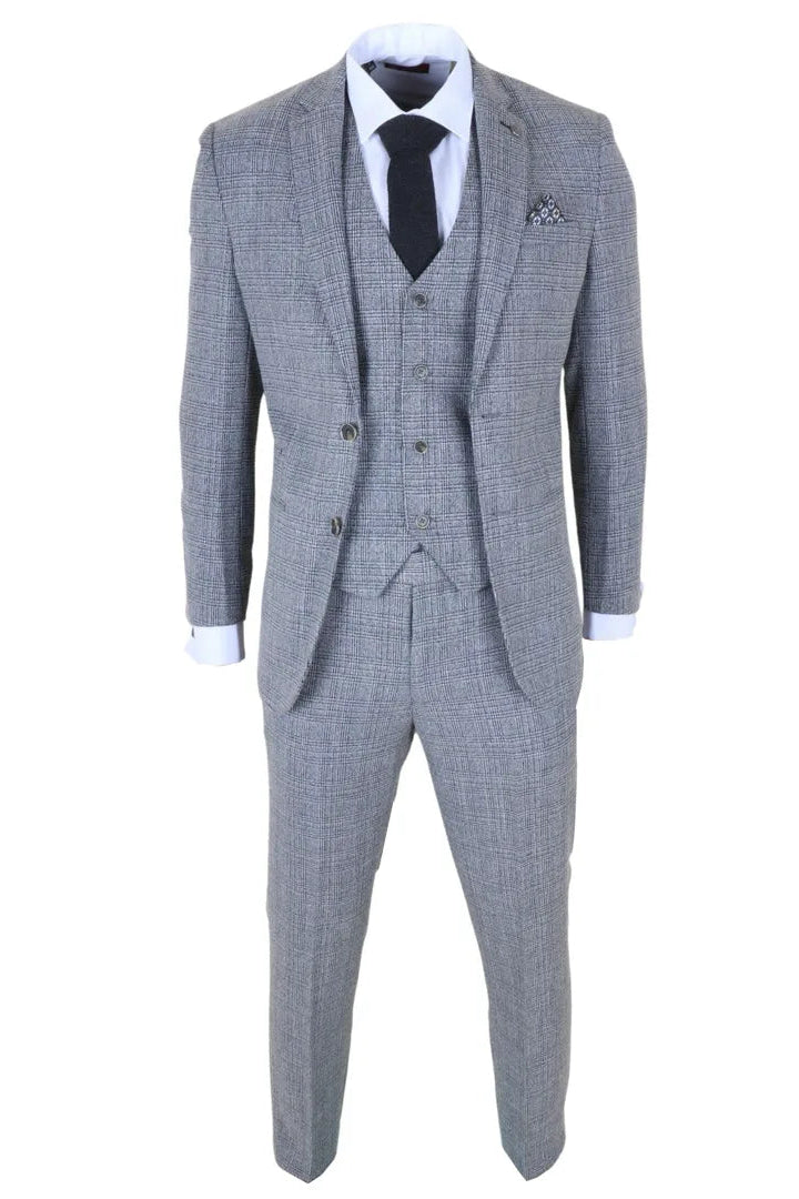 Men's Grey Classic Check Slim Fit 3 Piece Suit