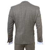 Men's Tan Brown Classic Check Slim Fit 3 Piece Suit