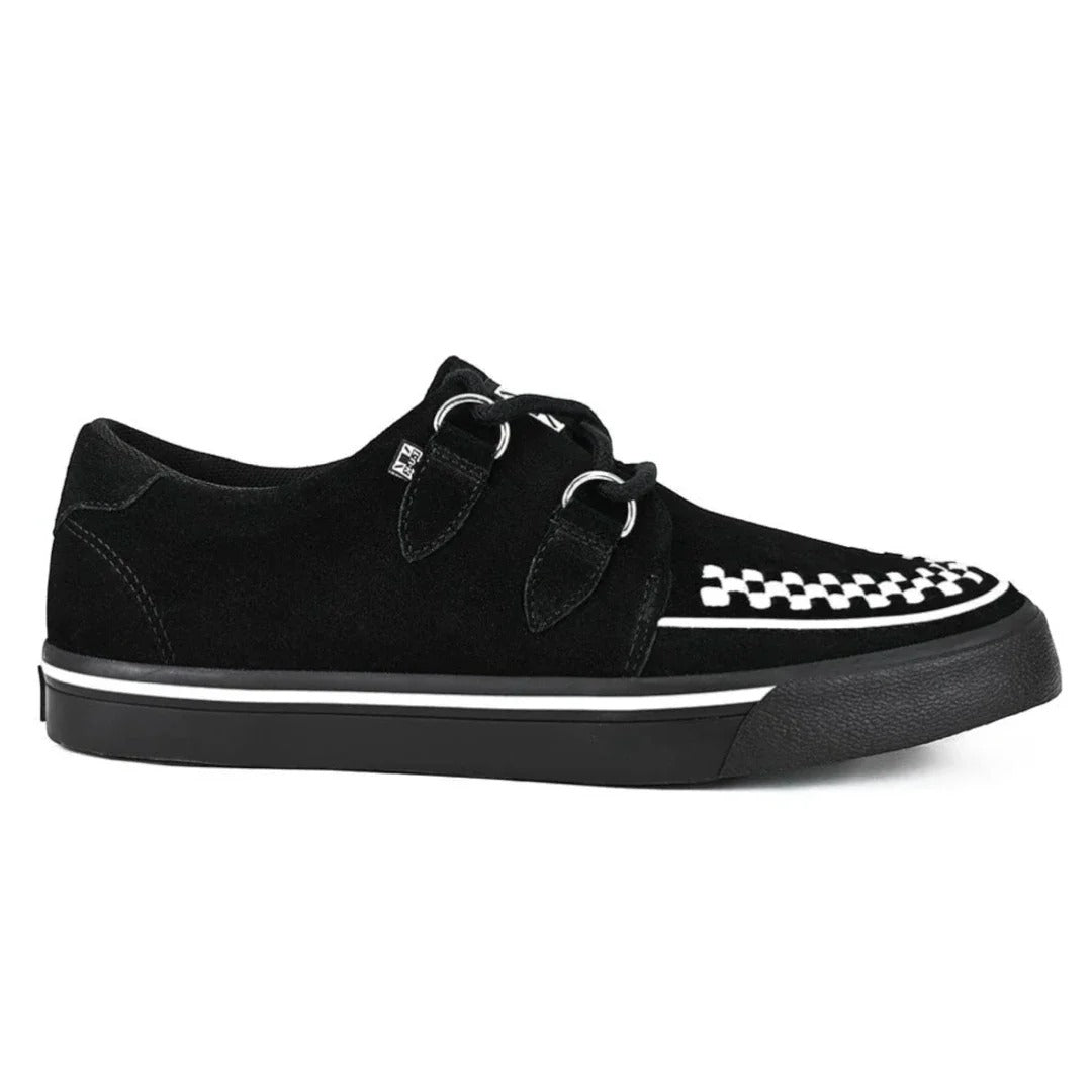 Pointed Creeper Sneaker Black White Suede Platform Shoes