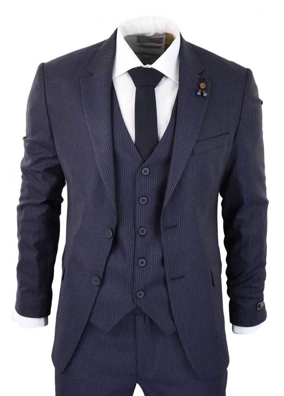 Navy-Blue Pinstripe 3 Piece Suit - RC20-31