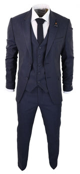 Navy-Blue Pinstripe 3 Piece Suit - RC20-31