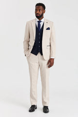 Regent Cream Check Suit with Regent Navy Constrasting Waistcoat