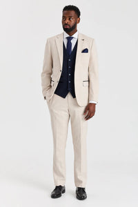 Regent Cream Check Suit with Regent Navy Constrasting Waistcoat
