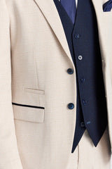 Regent Cream Check Suit with Regent Navy Constrasting Waistcoat