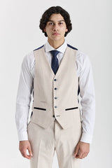 Regent - Cream Check Waistcoat for Men