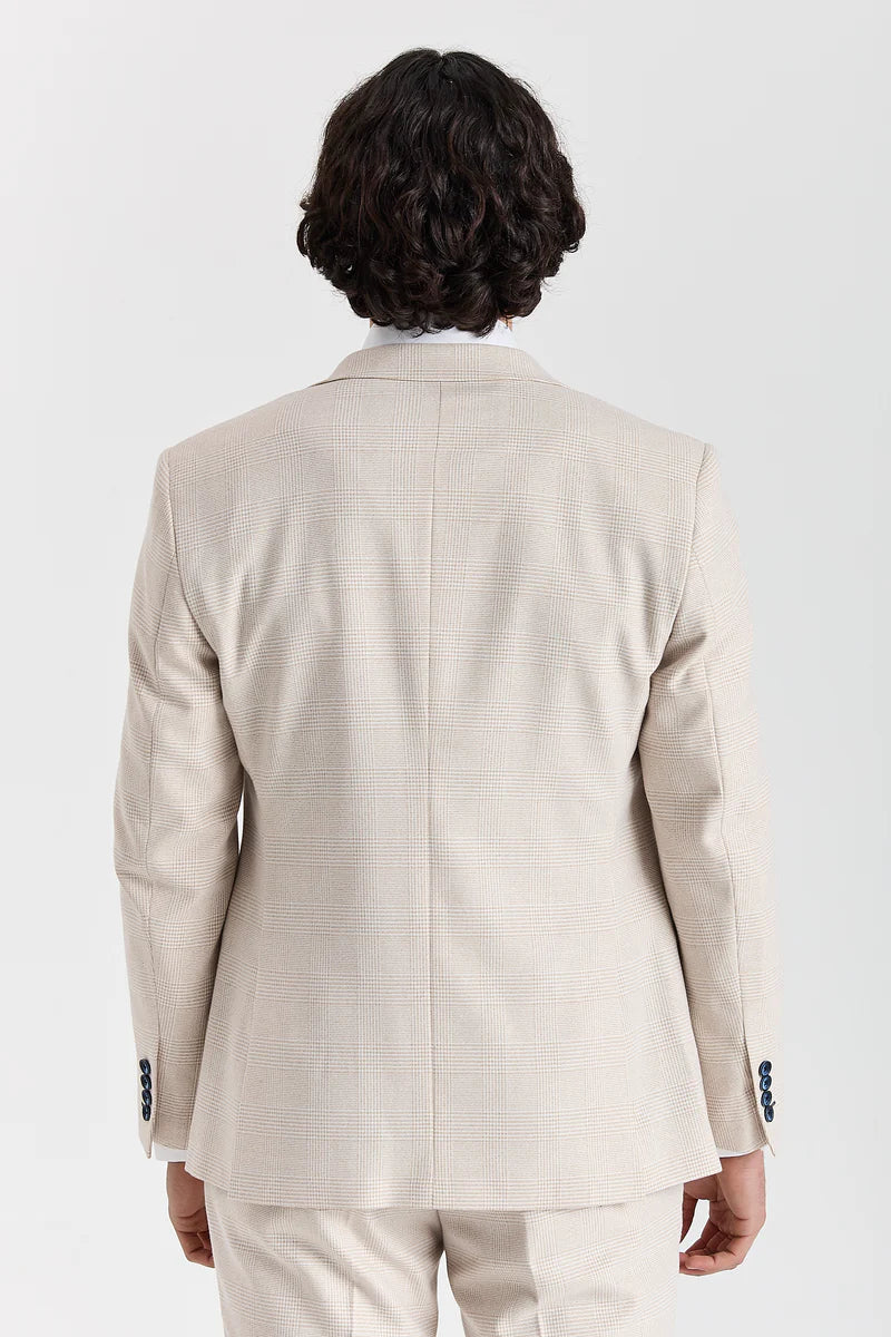 Regent - Cream Checked Blazer Weeding Style for Men