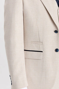 Regent - Cream Checked Blazer Weeding Style for Men