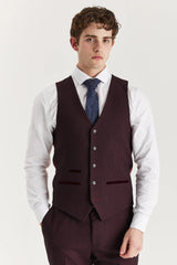 Regent - Men's Wine Plaid Check Waistcoat