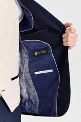Regent Navy Check Suit with Constrasting Regent Cream Waistcoat