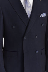 Regent - Navy Checked Double Breasted Blazer for Men