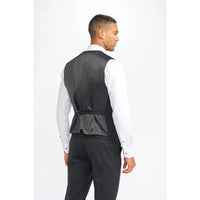 Roberto - Men's Black Shadow Stripes Waistcoat