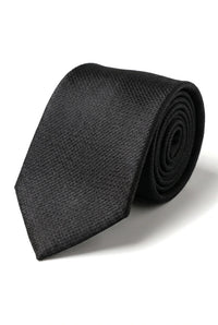 Satin Silk Textured Black Tie Gift Set Pocket Square Cuff Links Tie Matt Satin