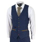 Scott Men's Blue 3-Piece Tweed Check Suit