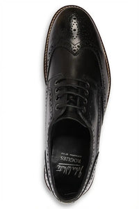 Stokes - Men's Black Leather Wingtip Brogue Lace-Up Shoes