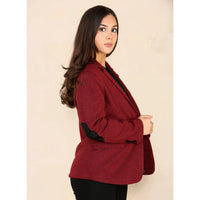Women's Tweed Herringbone Blazer Jacket Wine Red Classic 1920s