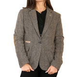Women's Herringbone Tweed Blazer Oak Brown Classic Jacket