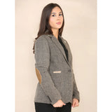 Women's Herringbone Tweed Blazer Oak Brown Classic Jacket