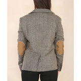 Women's Herringbone Tweed Blazer Oak Brown Classic Jacket
