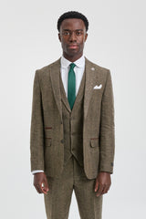 Oak-Brown Herringbone Tweed 3 Piece Suit