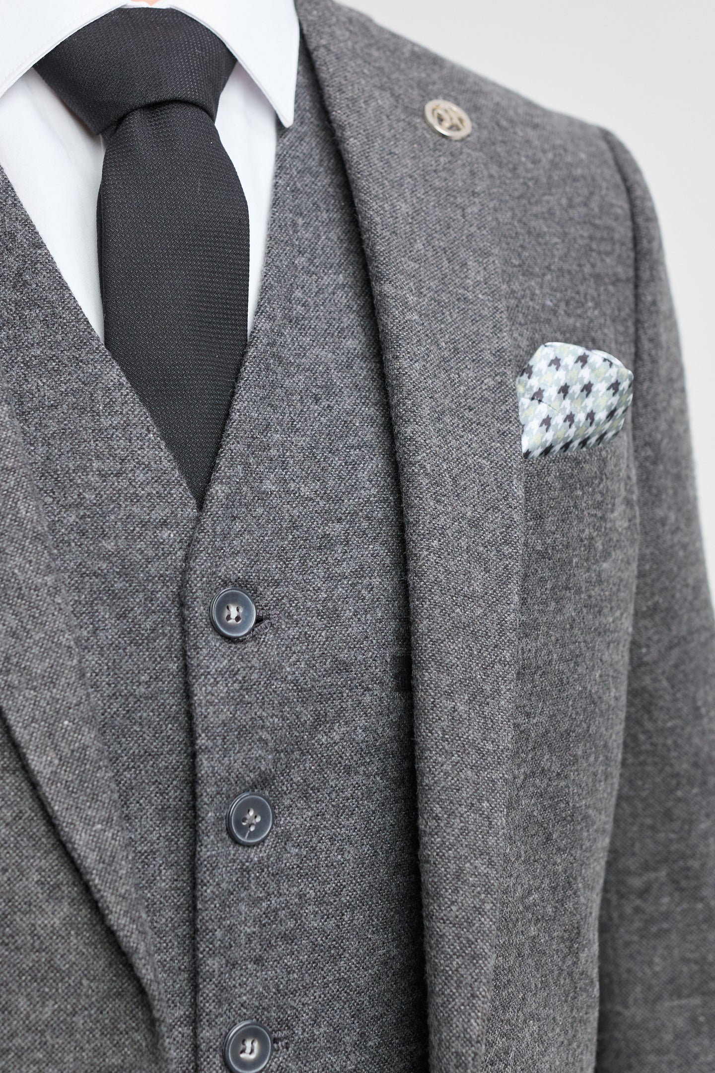 Mens Grey Wool 1920s Peaky Blinders Suit