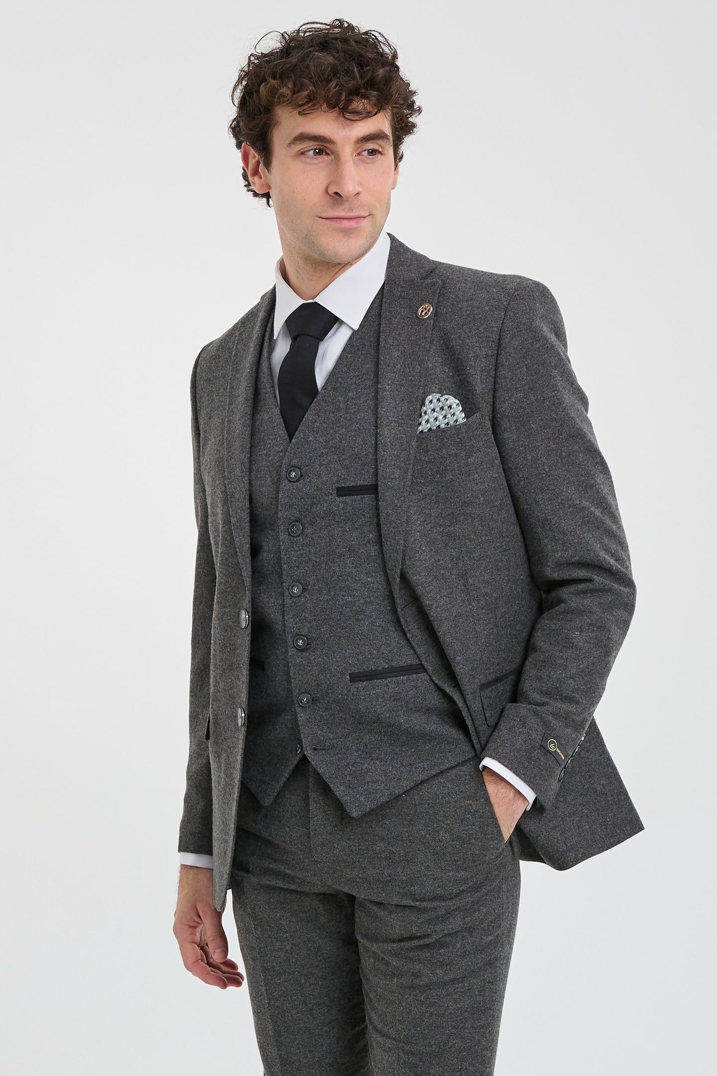 Mens Grey Wool 1920s Peaky Blinders Suit