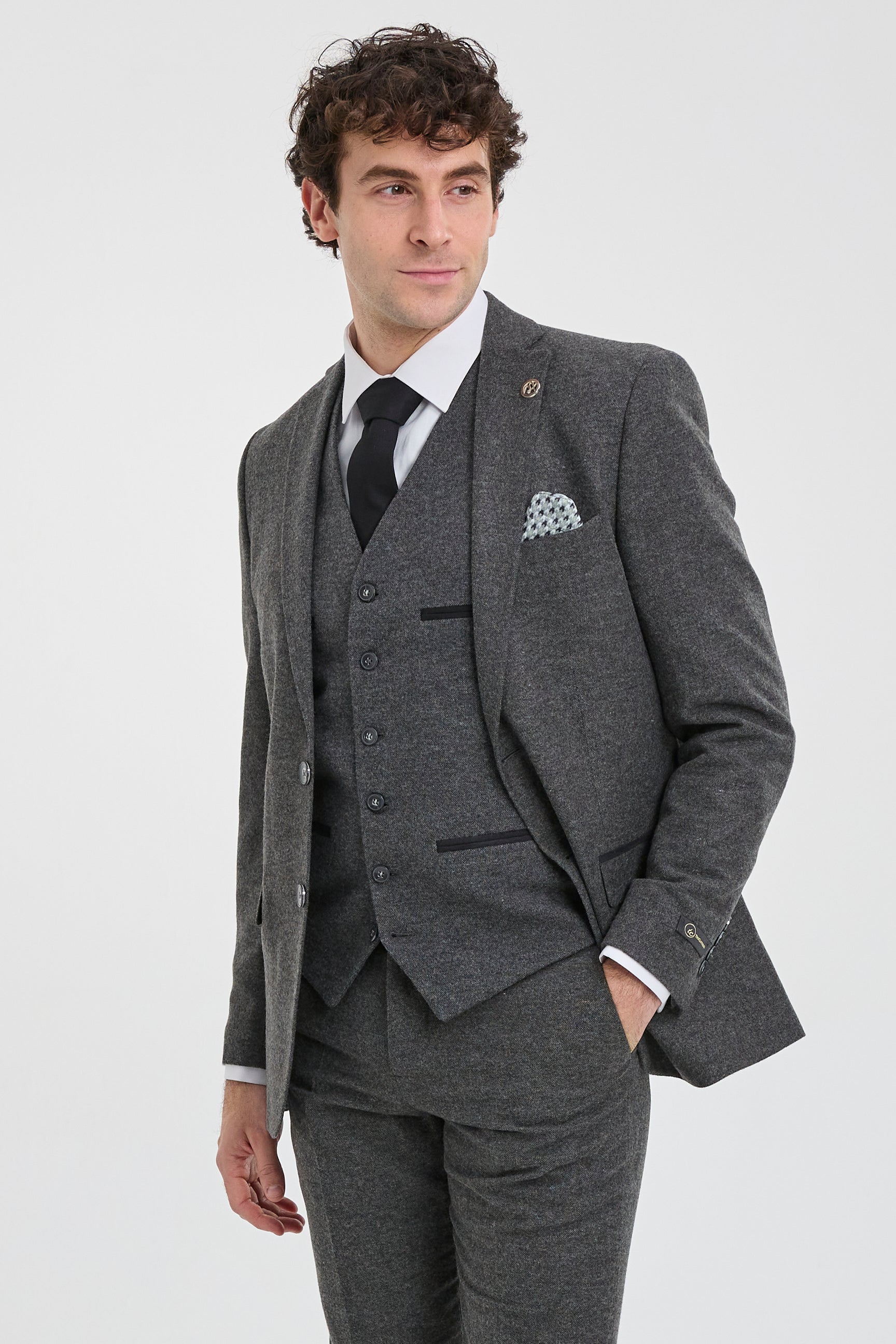 Mens Grey Wool 1920s Peaky Blinders Suit