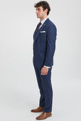 Mens 3 Piece Pinstripe Navy-Blue Suit