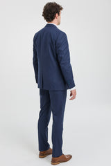 Mens 3 Piece Pinstripe Navy-Blue Suit