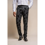 Georgi - Men's Black Floral Trousers