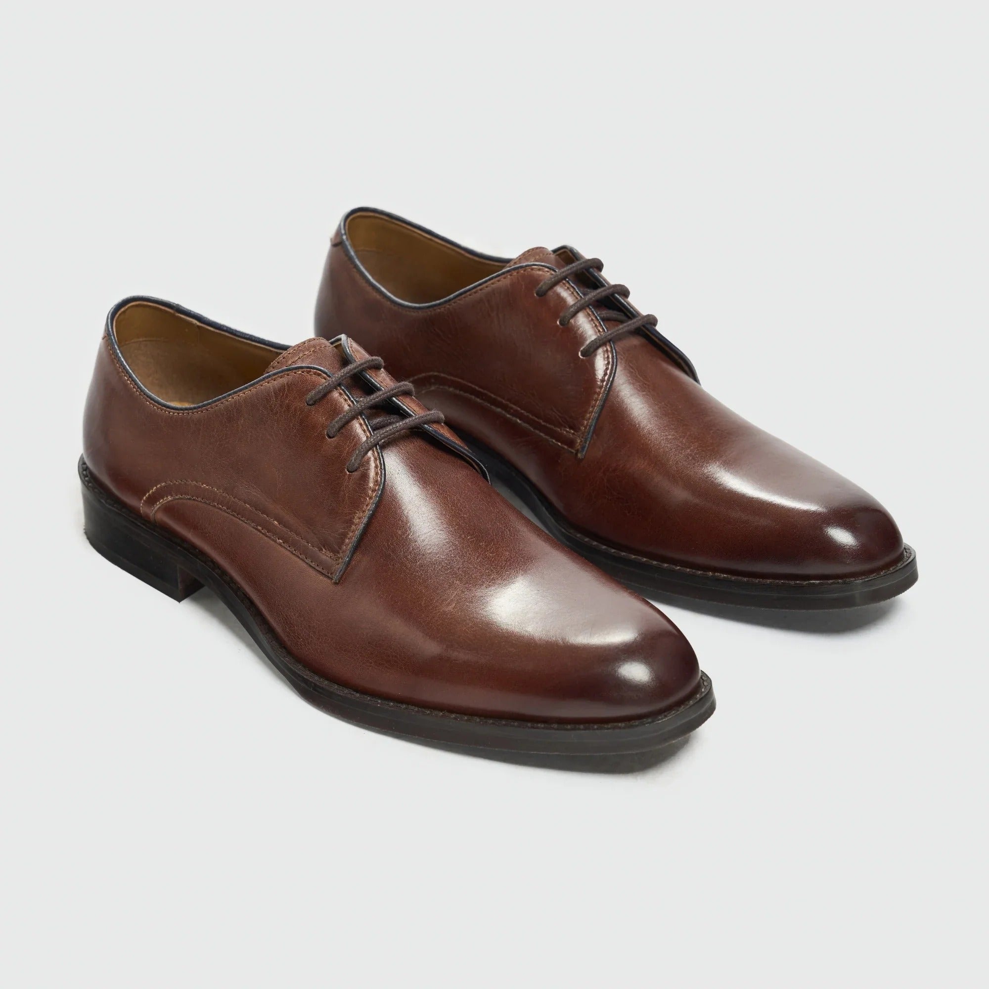Taylor - Men's Brown Leather Classic Lace-Up Derby Shoes