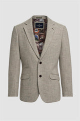 Thomas - Men's Grey Classic Herringbone Tweed Blazer