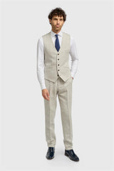 Thomas - Men's Grey Wool Blend Herringbone Tweed Waistcoat