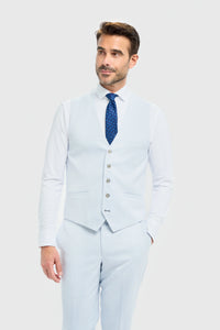 Tropez - Men's 3 Piece Sky Blue Tailored Fit Suit