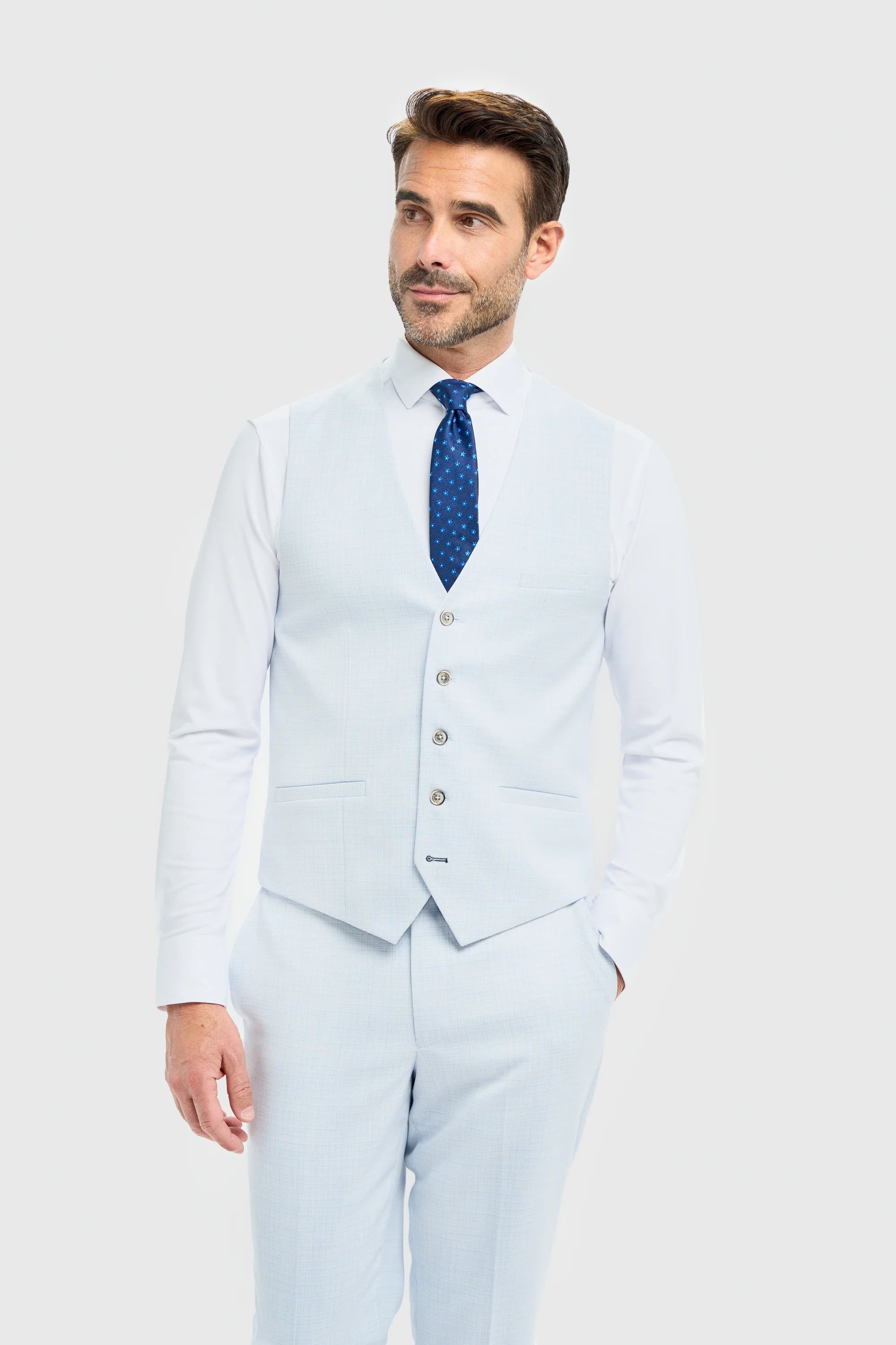 Tropez - Men's 3 Piece Sky Blue Tailored Fit Suit