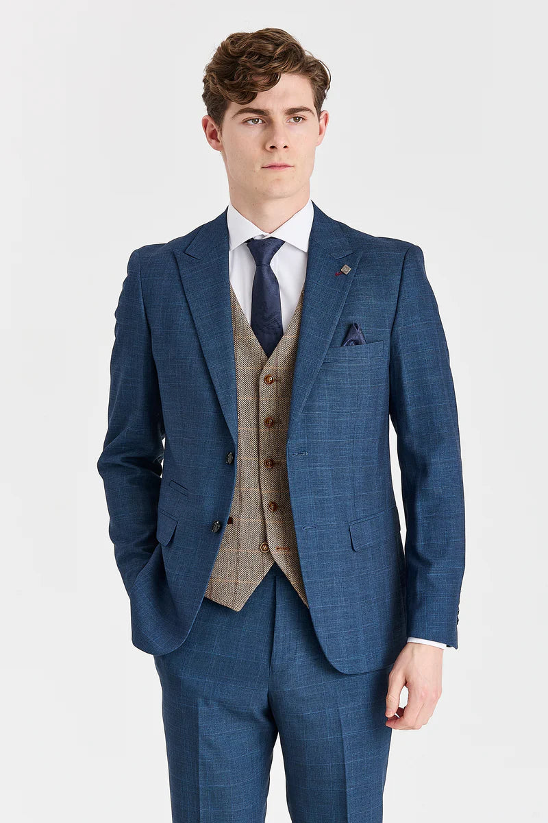 Viceroy Navy Suit with Harris Brown Tweed Constrasting Waistcoat