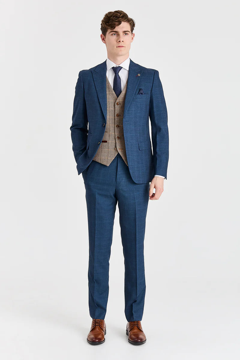 Viceroy Navy Suit with Harris Brown Tweed Constrasting Waistcoat
