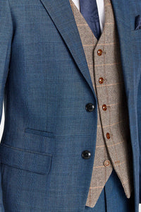 Viceroy Navy Suit with Harris Brown Tweed Constrasting Waistcoat