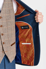 Viceroy Navy Suit with Harris Brown Tweed Constrasting Waistcoat