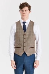 Viceroy Navy Suit with Harris Brown Tweed Constrasting Waistcoat