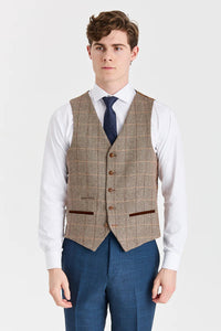 Viceroy Navy Suit with Harris Brown Tweed Constrasting Waistcoat