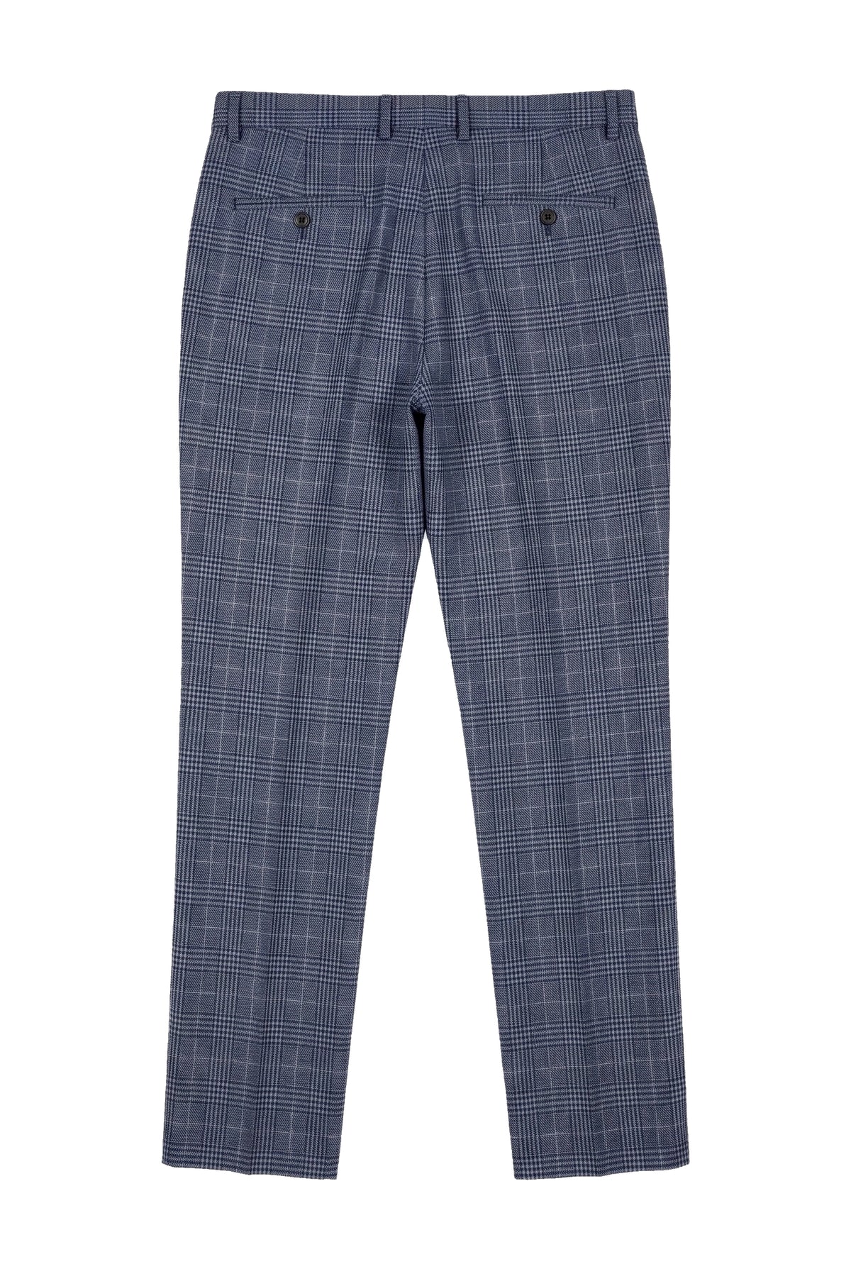 Victor - Men's Tweed Check Blue Wedding Trousers