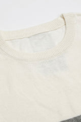 White and Black Colour Block Knitted T-Shirt for Men
